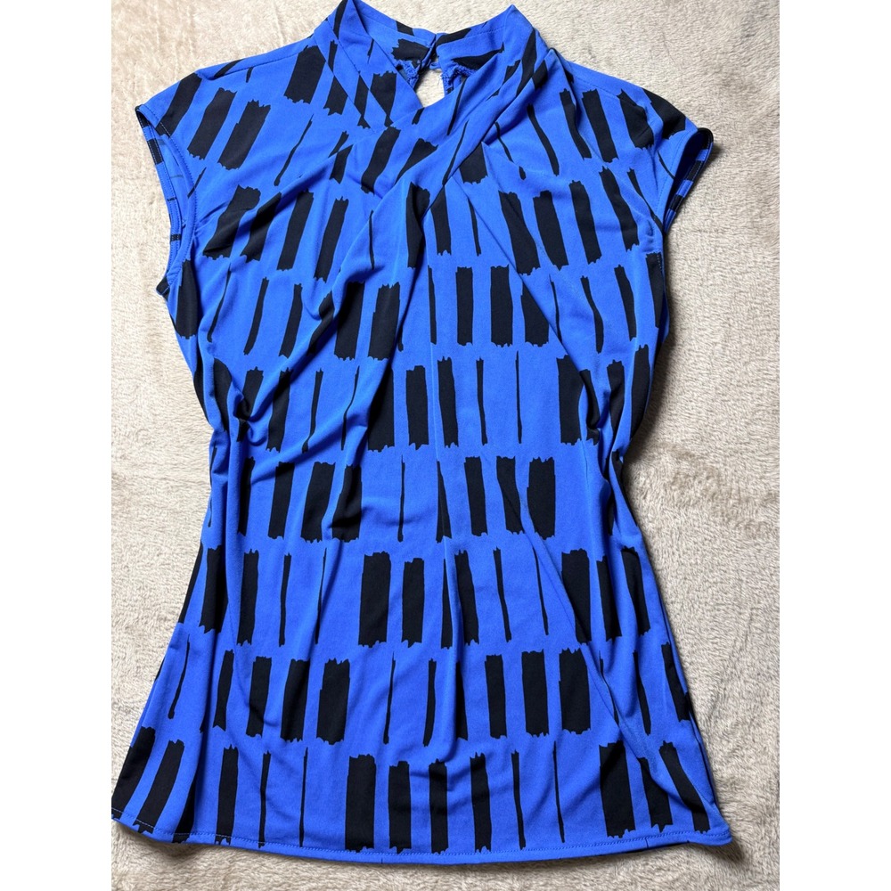 Y2K Worthington Abstract Twist Neck Keyhole Top Medium 90s Style Office Siren